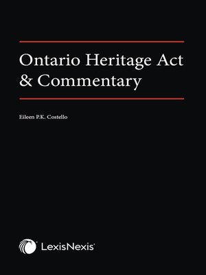cover image of Ontario Heritage Act & Commentary